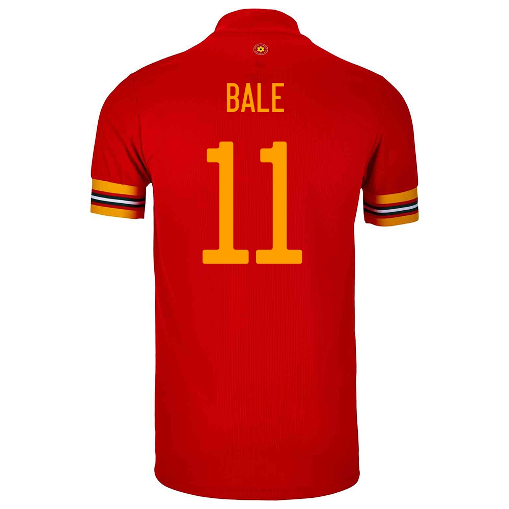 Kinder Walisische Fussballnationalmannschaft Gareth Bale #11 Heimtrikot Rot 2021 Trikot