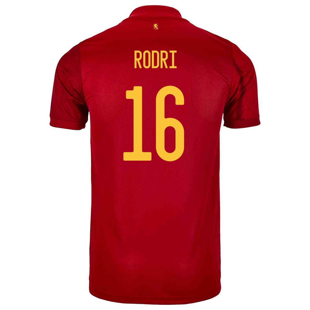 Damen Spanische Fussballnationalmannschaft Rodri #16 Heimtrikot Rot 2021 Trikot