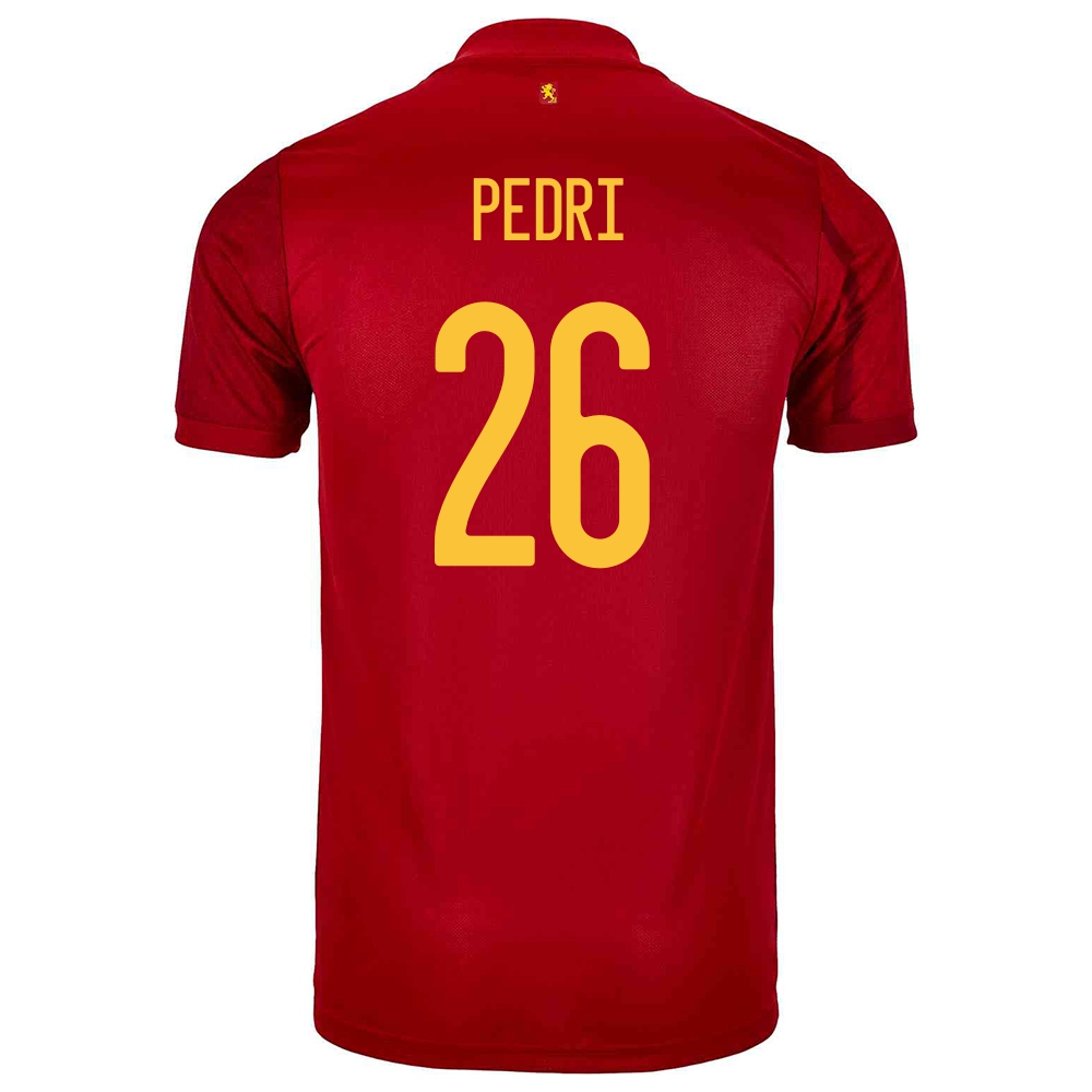 Damen Spanische Fussballnationalmannschaft Pedri #26 Heimtrikot Rot 2021 Trikot