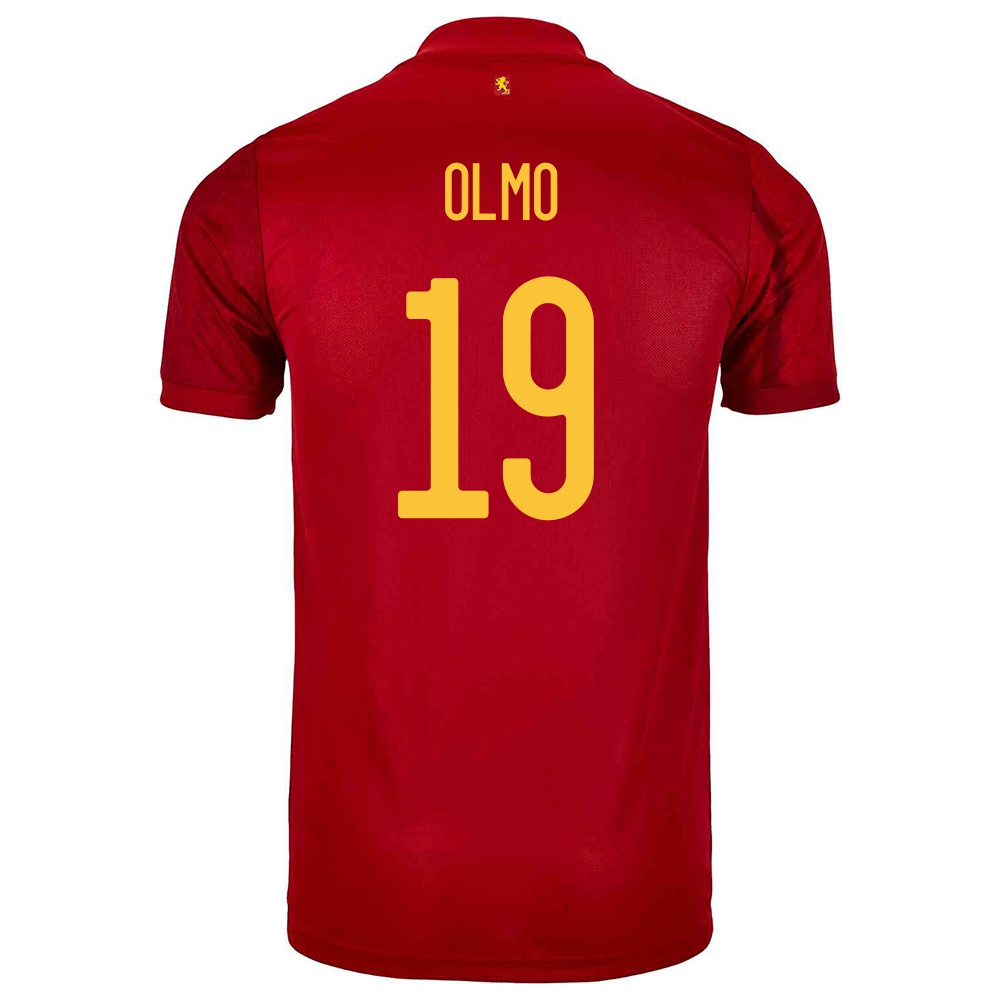 Damen Spanische Fussballnationalmannschaft Dani Olmo #19 Heimtrikot Rot 2021 Trikot