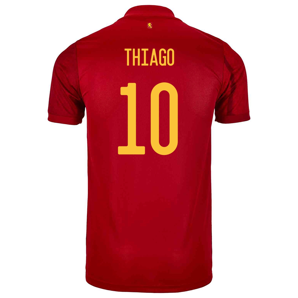 Herren Spanische Fussballnationalmannschaft Thiago #10 Heimtrikot Rot 2021 Trikot