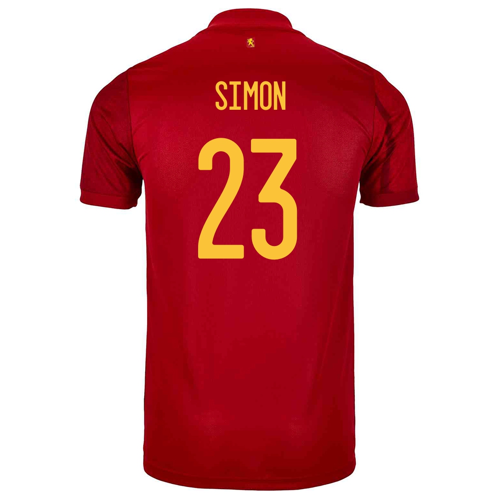 Herren Spanische Fussballnationalmannschaft Unai Simon #23 Heimtrikot Rot 2021 Trikot