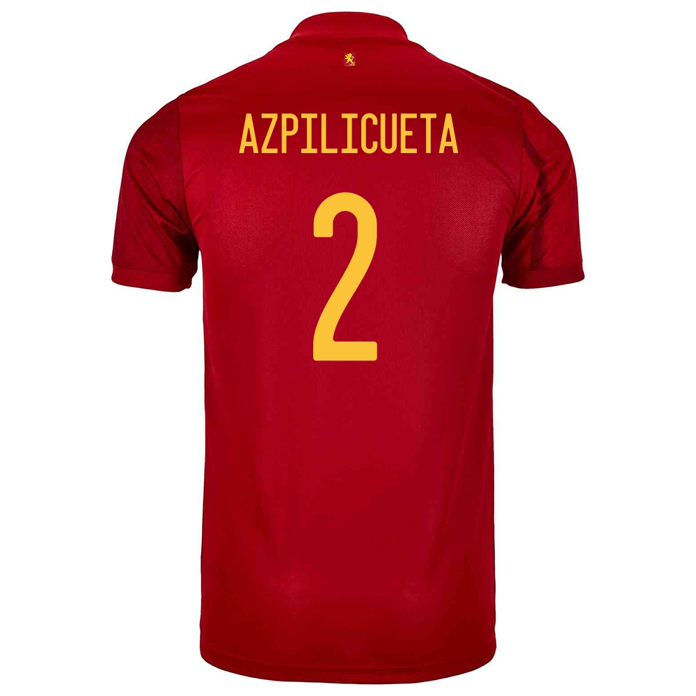 Kinder Spanische Fussballnationalmannschaft Cesar Azpilicueta #2 Heimtrikot Rot 2021 Trikot