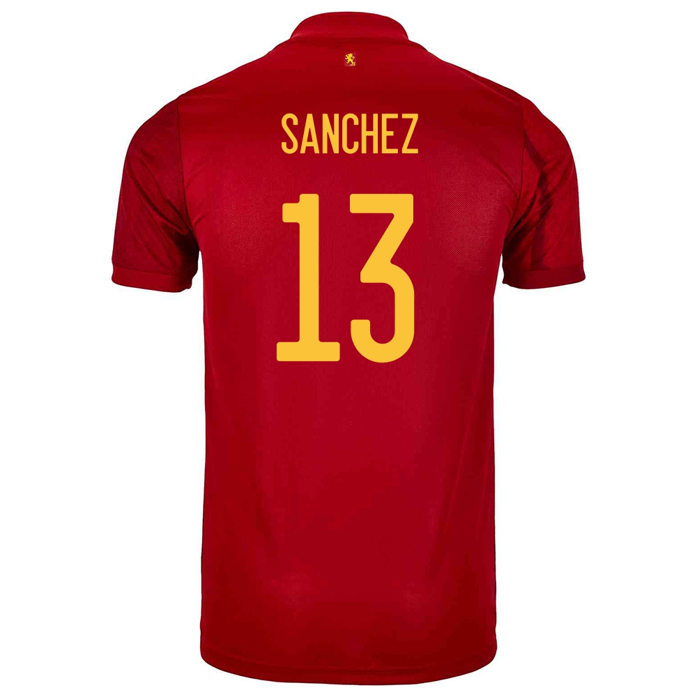 Damen Spanische Fussballnationalmannschaft Robert Sanchez #13 Heimtrikot Rot 2021 Trikot