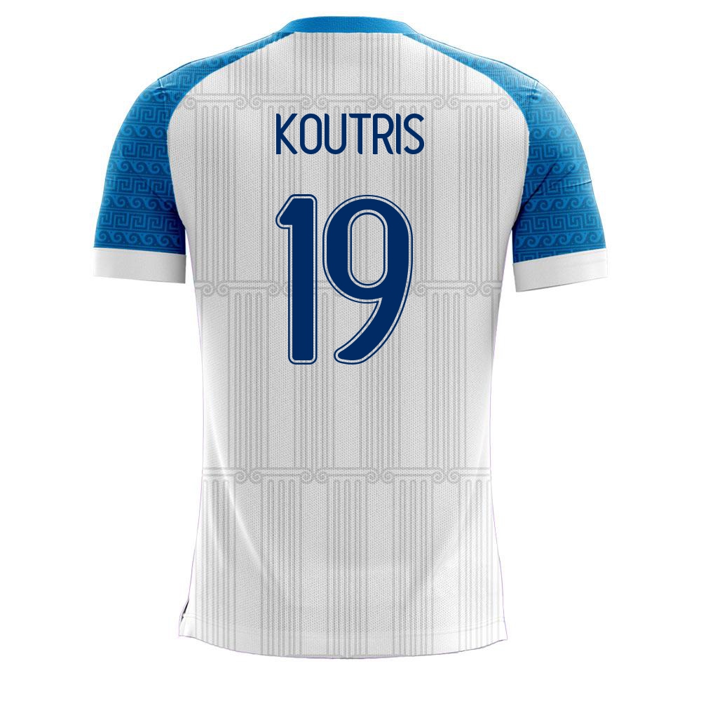 Damen Griechische Fussballnationalmannschaft Leonardo Koutris #19 Heimtrikot Weiß 2021 Trikot