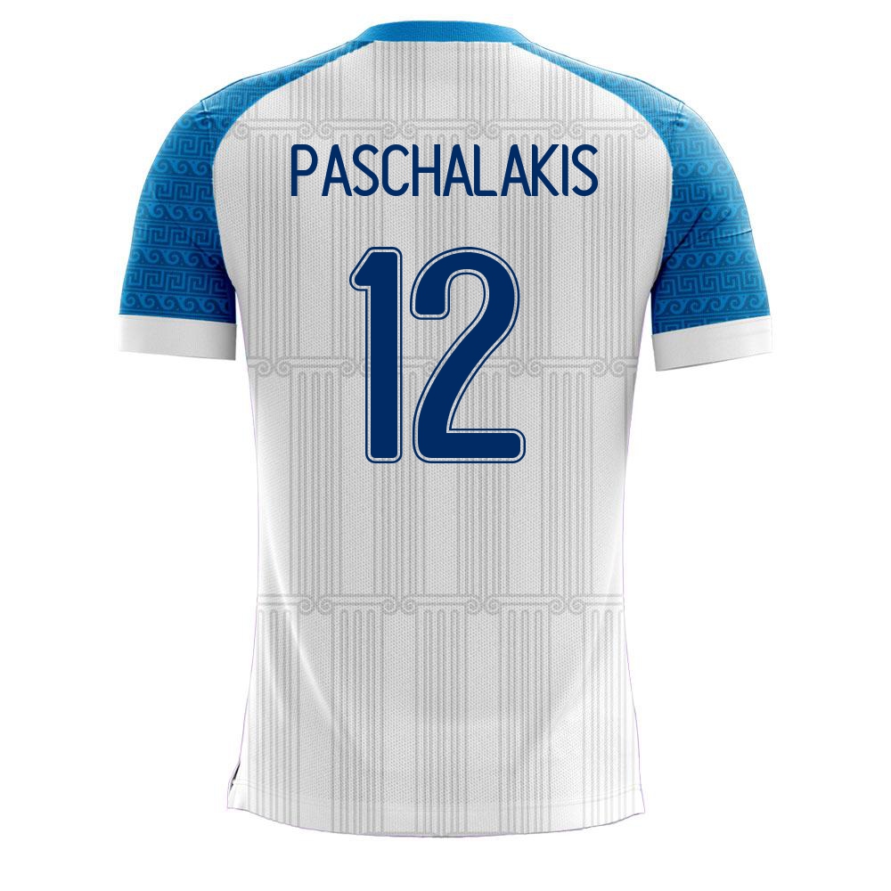Herren Griechische Fussballnationalmannschaft Alexandros Paschalakis #12 Heimtrikot Weiß 2021 Trikot