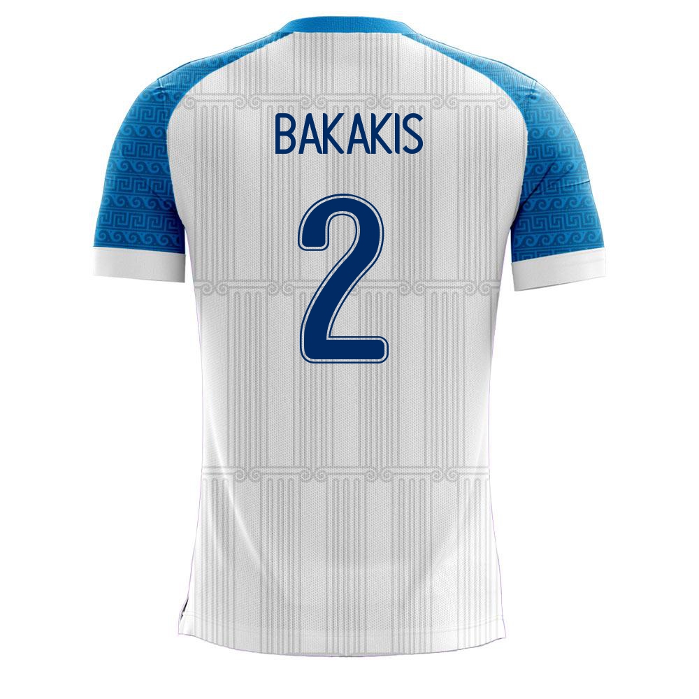 Damen Griechische Fussballnationalmannschaft Michalis Bakakis #2 Heimtrikot Weiß 2021 Trikot