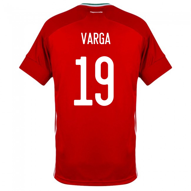 Kinder Ungarische Fussballnationalmannschaft Kevin Varga #19 Heimtrikot Rot 2021 Trikot