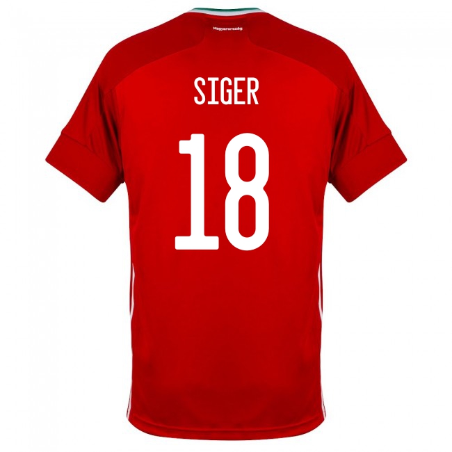 Kinder Ungarische Fussballnationalmannschaft David Siger #18 Heimtrikot Rot 2021 Trikot