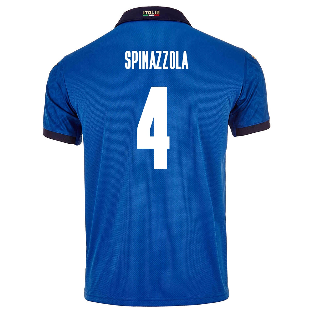 Herren Italienische Fussballnationalmannschaft Leonardo Spinazzola #4 Heimtrikot Blau 2021 Trikot