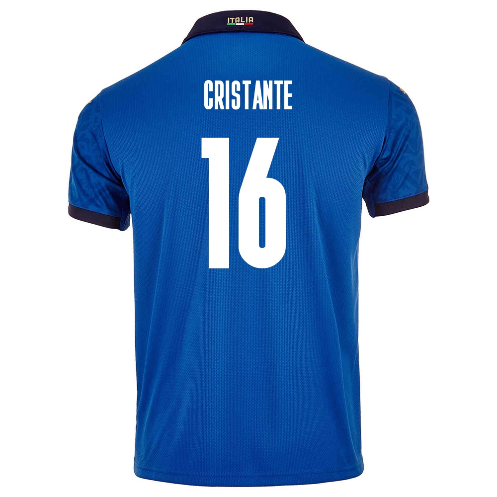Herren Italienische Fussballnationalmannschaft Bryan Cristante #16 Heimtrikot Blau 2021 Trikot