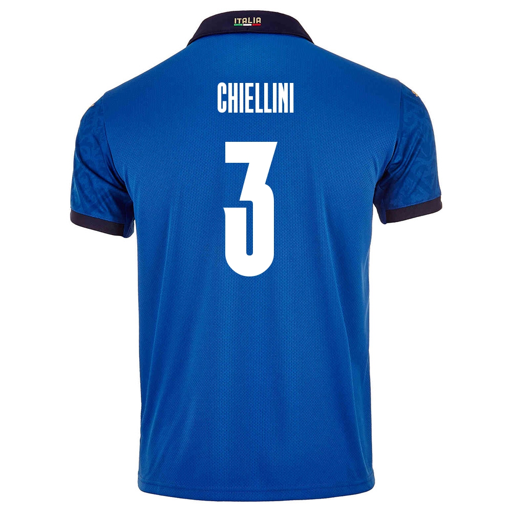 Damen Italienische Fussballnationalmannschaft Giorgio Chiellini #3 Heimtrikot Blau 2021 Trikot