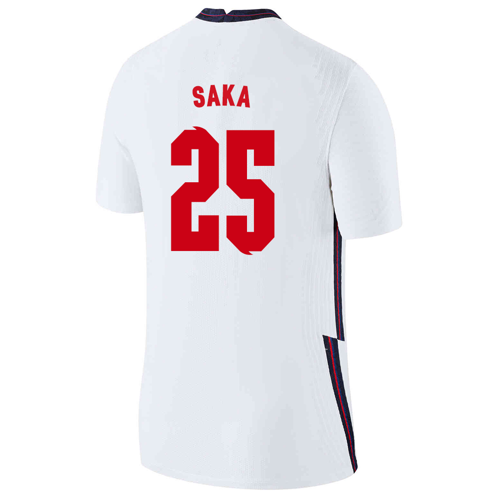 Kinder Englische Fussballnationalmannschaft Bukayo Saka #25 Heimtrikot Weiß 2021 Trikot