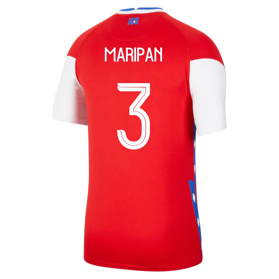 Kinder Chilenische Fussballnationalmannschaft Guillermo Maripan #3 Heimtrikot Rot 2021 Trikot