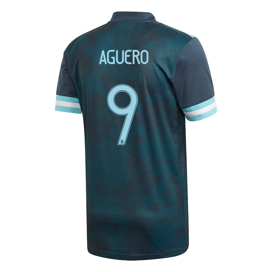 Herren Argentinische Fussballnationalmannschaft Sergio Aguero #9 Auswärtstrikot Dunkelblau 2021 Trikot