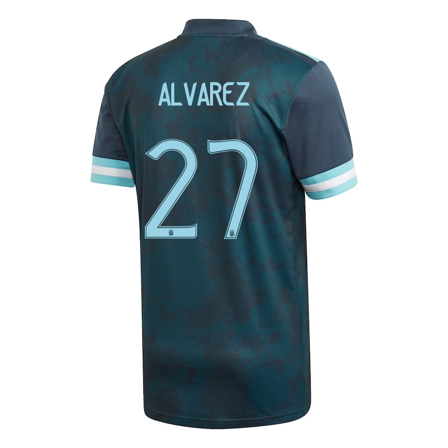 Herren Argentinische Fussballnationalmannschaft Julian Alvarez #27 Auswärtstrikot Dunkelblau 2021 Trikot