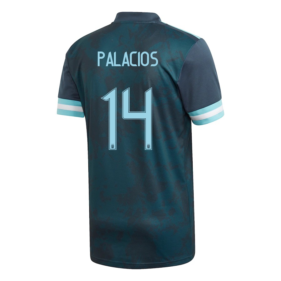 Herren Argentinische Fussballnationalmannschaft Exequiel Palacios #14 Auswärtstrikot Dunkelblau 2021 Trikot