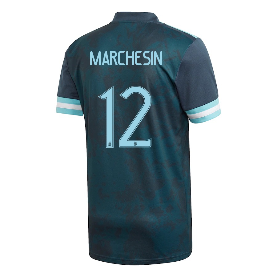 Kinder Argentinische Fussballnationalmannschaft Agustin Marchesin #12 Auswärtstrikot Dunkelblau 2021 Trikot