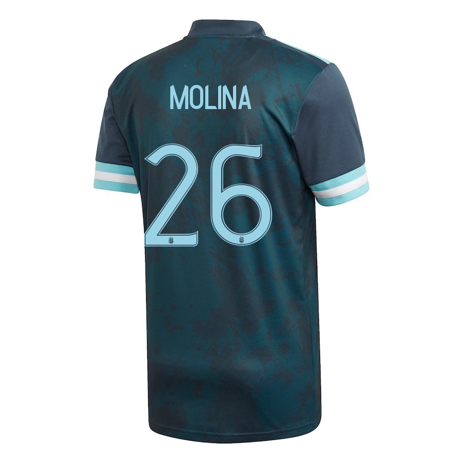 Kinder Argentinische Fussballnationalmannschaft Nahuel Molina #26 Auswärtstrikot Dunkelblau 2021 Trikot