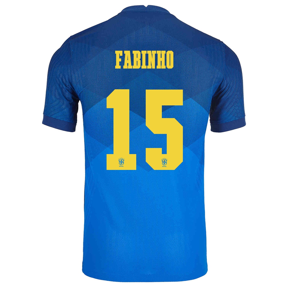 Herren Brasilianische Fussballnationalmannschaft Fabinho #15 Auswärtstrikot Blau 2021 Trikot