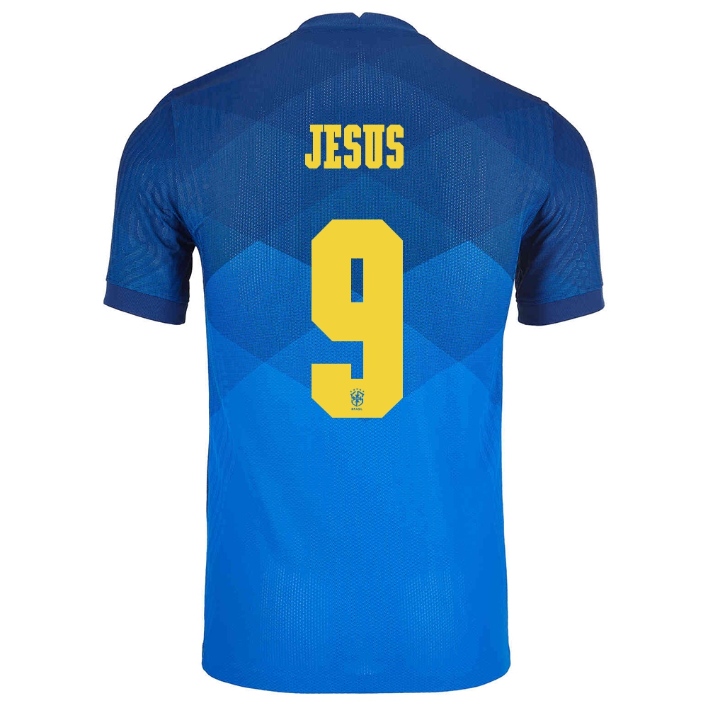 Herren Brasilianische Fussballnationalmannschaft Gabriel Jesus #9 Auswärtstrikot Blau 2021 Trikot