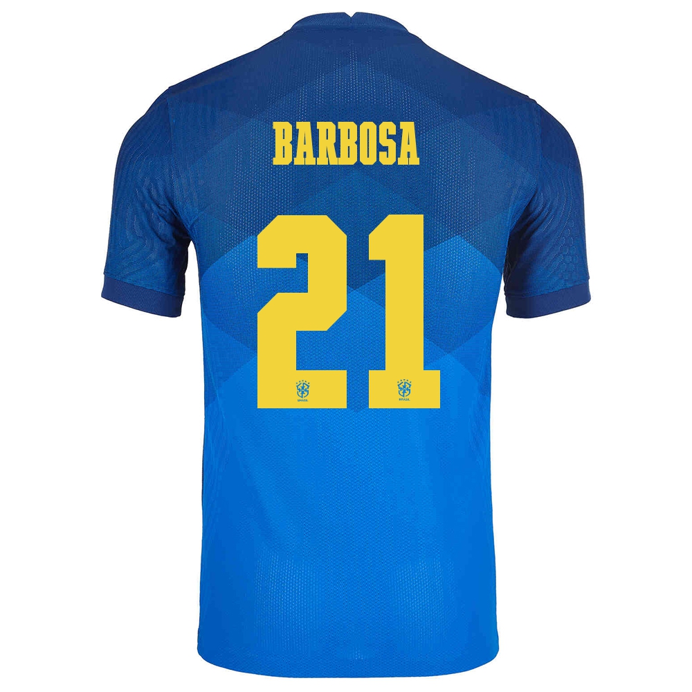Herren Brasilianische Fussballnationalmannschaft Gabriel Barbosa #21 Auswärtstrikot Blau 2021 Trikot
