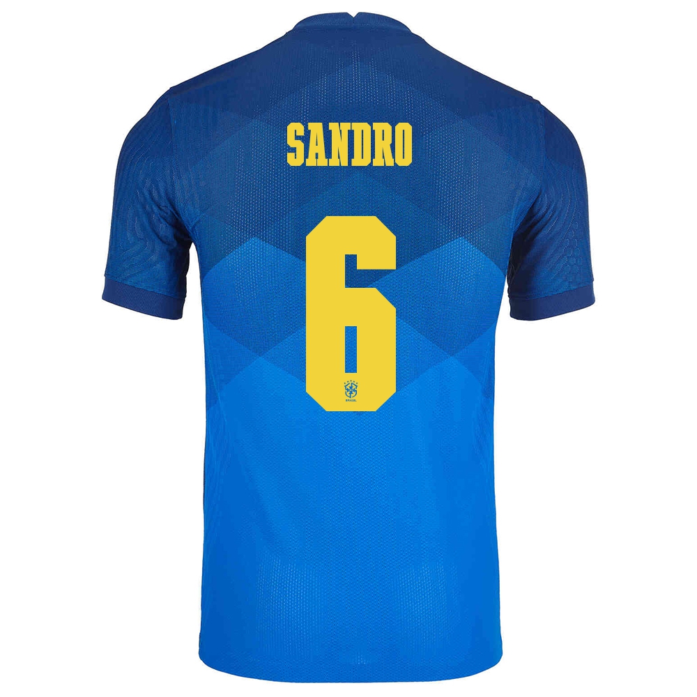 Herren Brasilianische Fussballnationalmannschaft Alex Sandro #6 Auswärtstrikot Blau 2021 Trikot