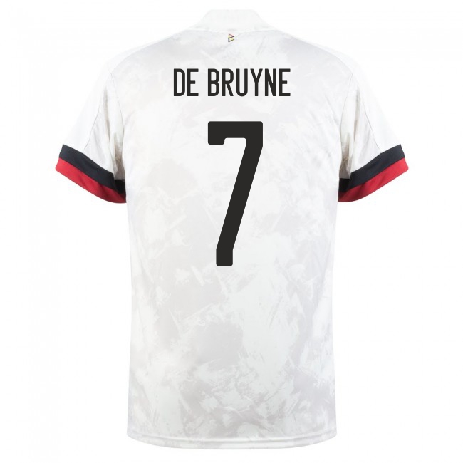 Kinder Belgische Fussballnationalmannschaft Kevin De Bruyne #7 Auswärtstrikot Weiß Schwarz 2021 Trikot