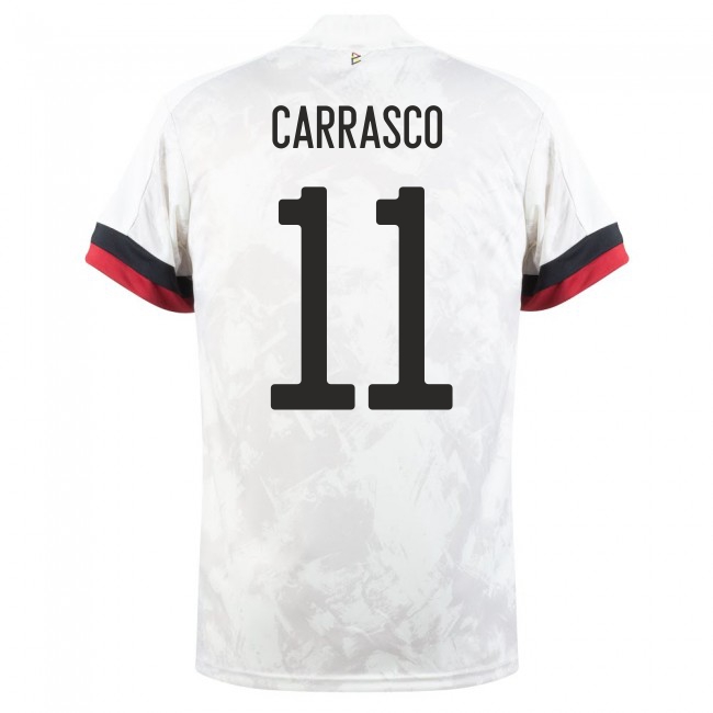 Kinder Belgische Fussballnationalmannschaft Yannick Carrasco #11 Auswärtstrikot Weiß Schwarz 2021 Trikot