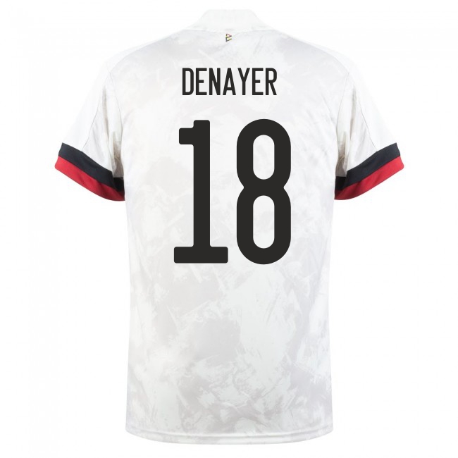 Herren Belgische Fussballnationalmannschaft Jason Denayer #18 Auswärtstrikot Weiß Schwarz 2021 Trikot