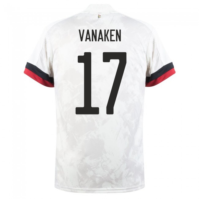 Damen Belgische Fussballnationalmannschaft Hans Vanaken #17 Auswärtstrikot Weiß Schwarz 2021 Trikot