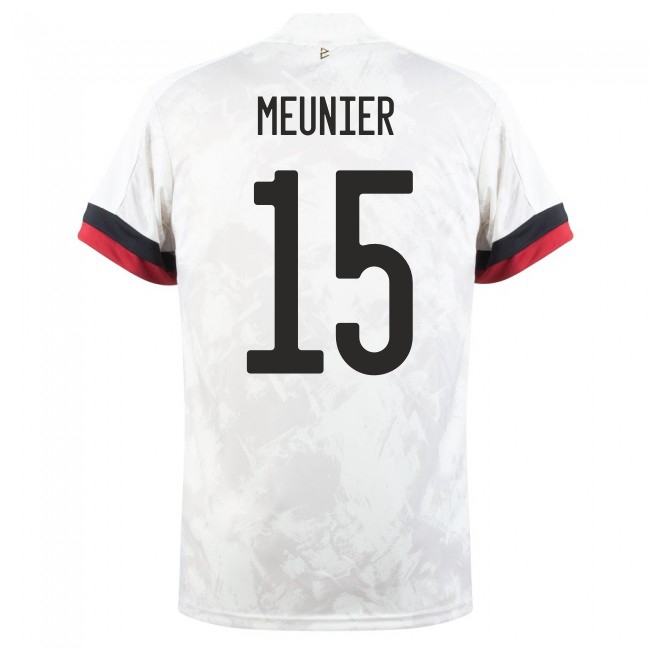 Herren Belgische Fussballnationalmannschaft Thomas Meunier #15 Auswärtstrikot Weiß Schwarz 2021 Trikot