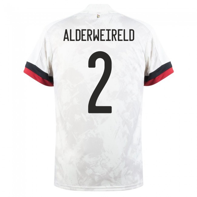 Damen Belgische Fussballnationalmannschaft Toby Alderweireld #2 Auswärtstrikot Weiß Schwarz 2021 Trikot