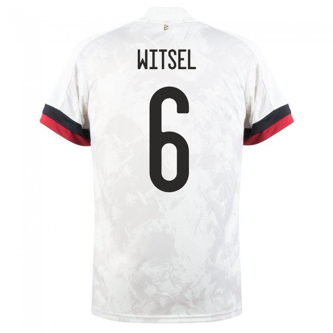 Damen Belgische Fussballnationalmannschaft Axel Witsel #6 Auswärtstrikot Weiß Schwarz 2021 Trikot