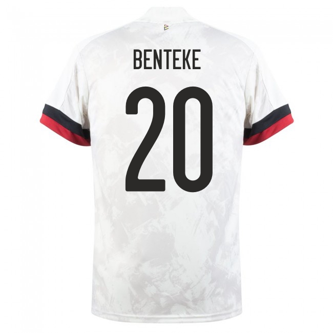 Kinder Belgische Fussballnationalmannschaft Christian Benteke #20 Auswärtstrikot Weiß Schwarz 2021 Trikot