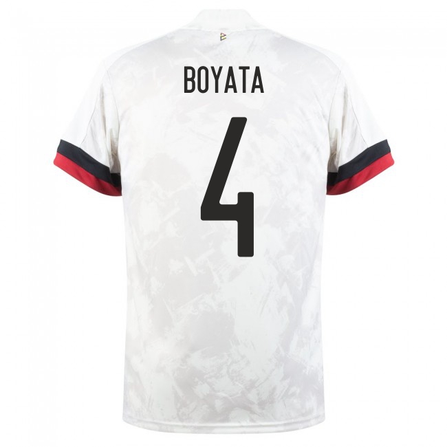 Herren Belgische Fussballnationalmannschaft Dedryck Boyata #4 Auswärtstrikot Weiß Schwarz 2021 Trikot