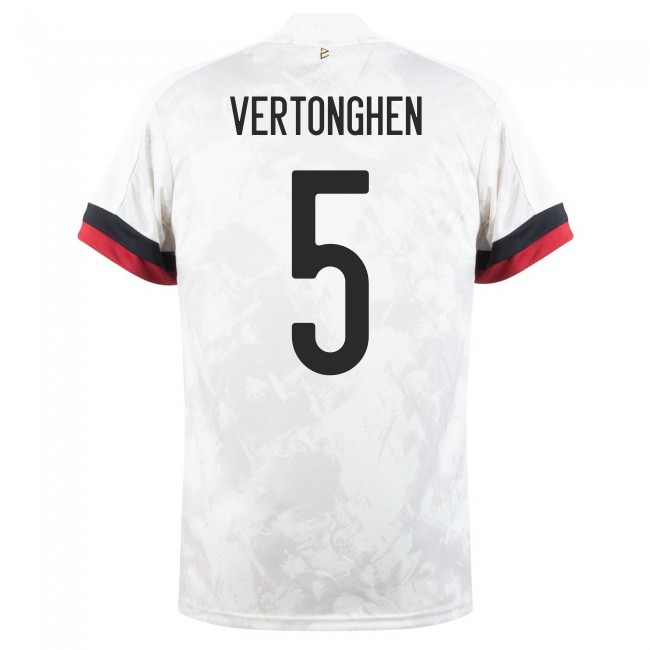 Herren Belgische Fussballnationalmannschaft Jan Vertonghen #5 Auswärtstrikot Weiß Schwarz 2021 Trikot