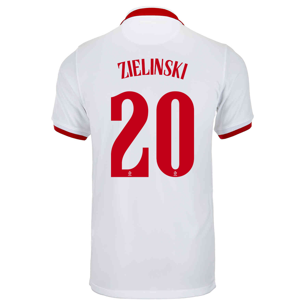 Damen Polnische Fussballnationalmannschaft Piotr Zielinski #20 Auswärtstrikot Weiß 2021 Trikot