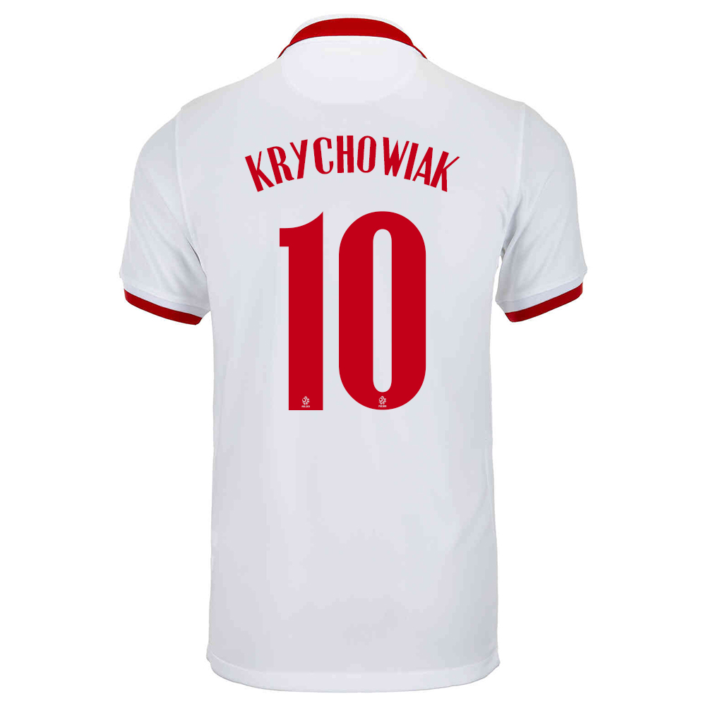 Kinder Polnische Fussballnationalmannschaft Grzegorz Krychowiak #10 Auswärtstrikot Weiß 2021 Trikot