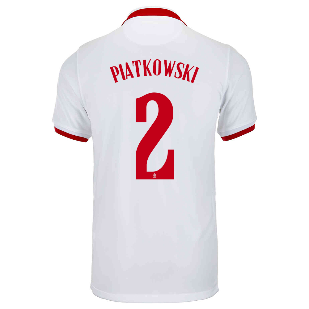 Kinder Polnische Fussballnationalmannschaft Kamil Piatkowski #2 Auswärtstrikot Weiß 2021 Trikot