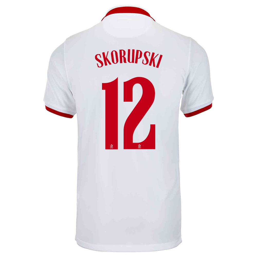 Kinder Polnische Fussballnationalmannschaft Lukasz Skorupski #12 Auswärtstrikot Weiß 2021 Trikot