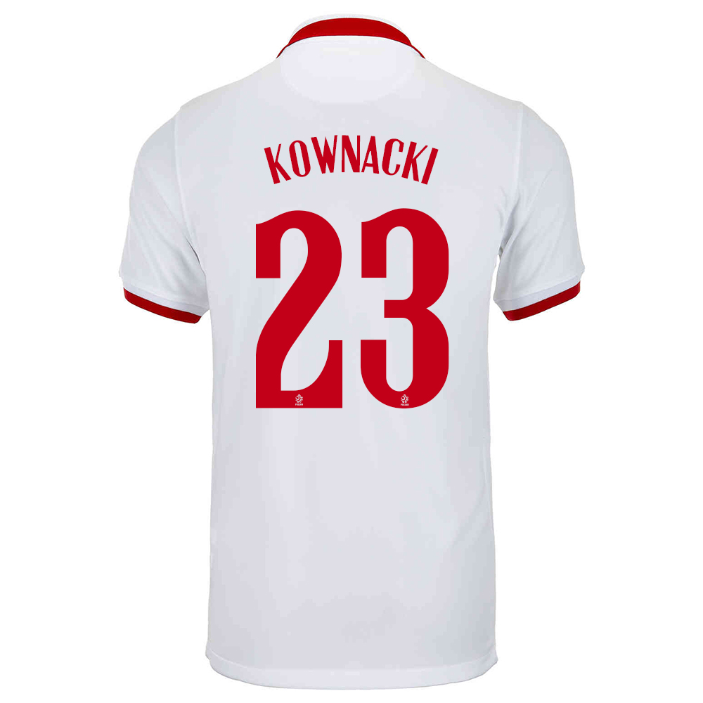 Kinder Polnische Fussballnationalmannschaft Dawid Kownacki #23 Auswärtstrikot Weiß 2021 Trikot