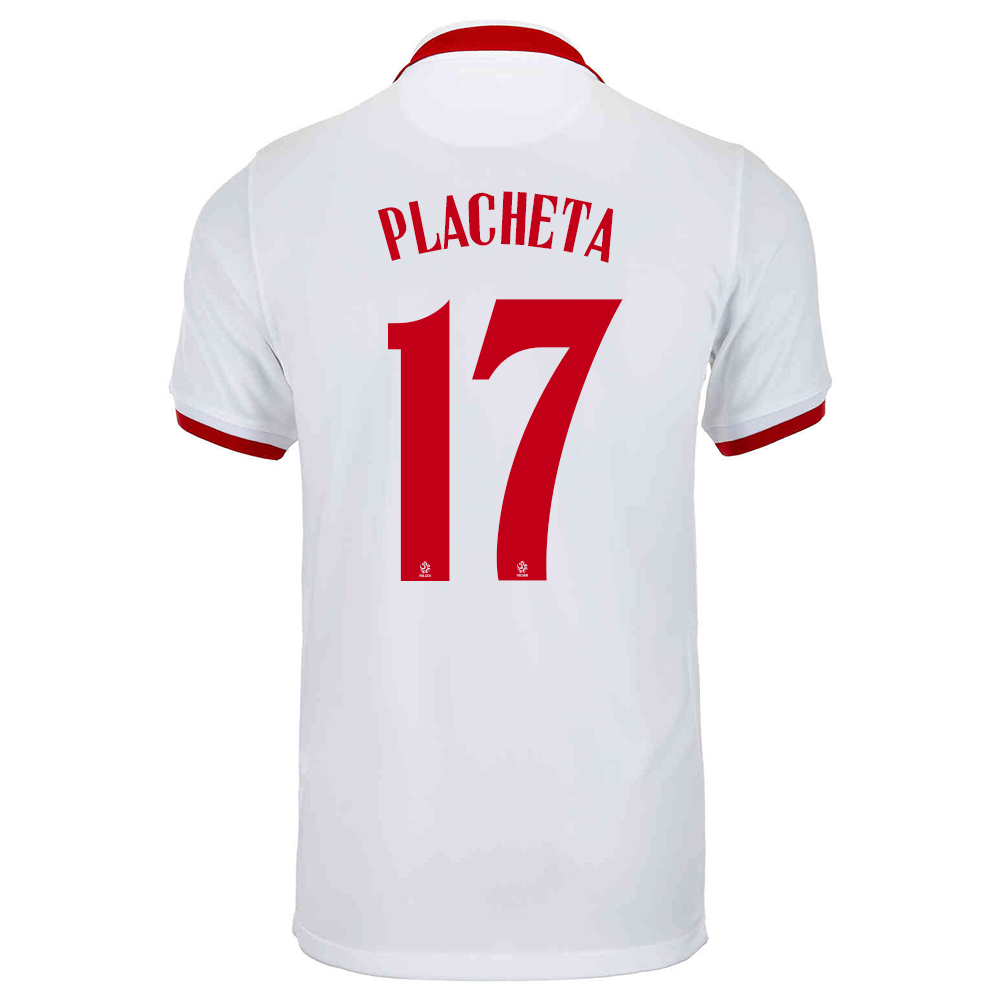 Damen Polnische Fussballnationalmannschaft Przemyslaw Placheta #17 Auswärtstrikot Weiß 2021 Trikot