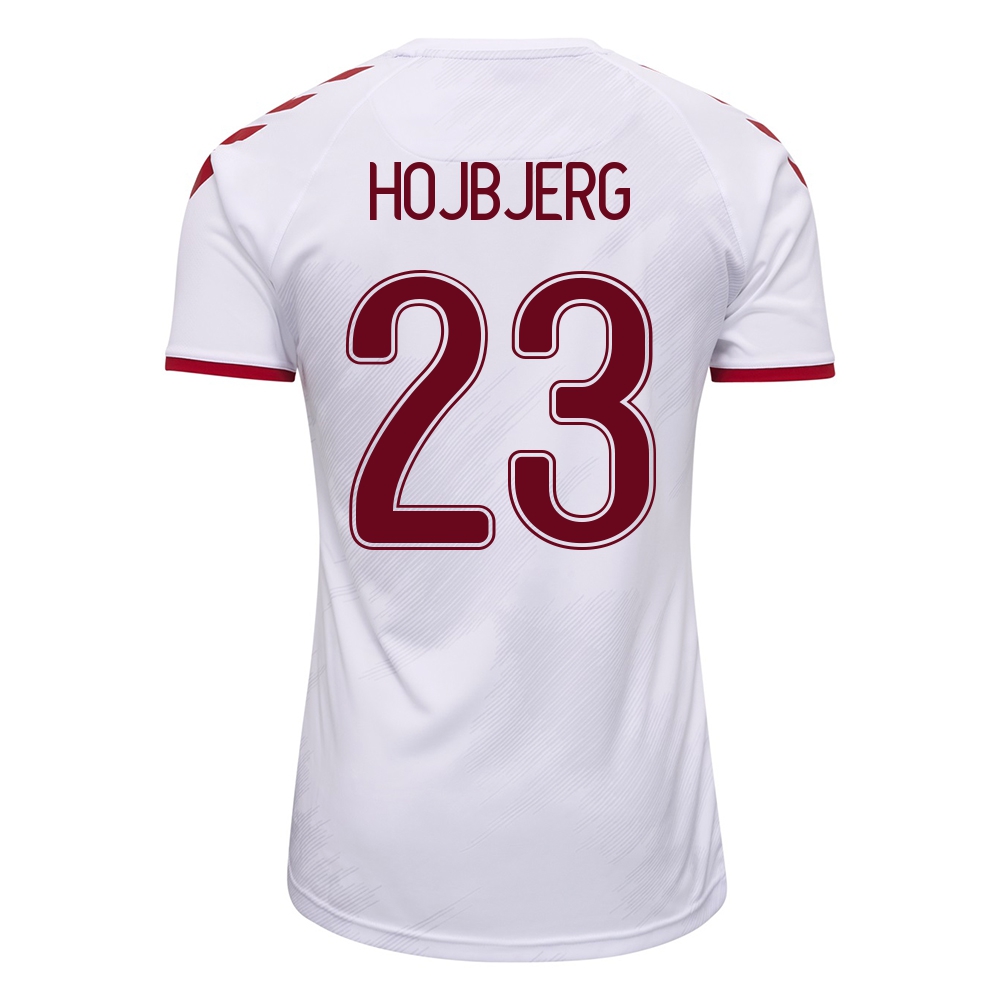 Kinder Dänische Fussballnationalmannschaft Pierre-emile Hojbjerg #23 Auswärtstrikot Weiß 2021 Trikot