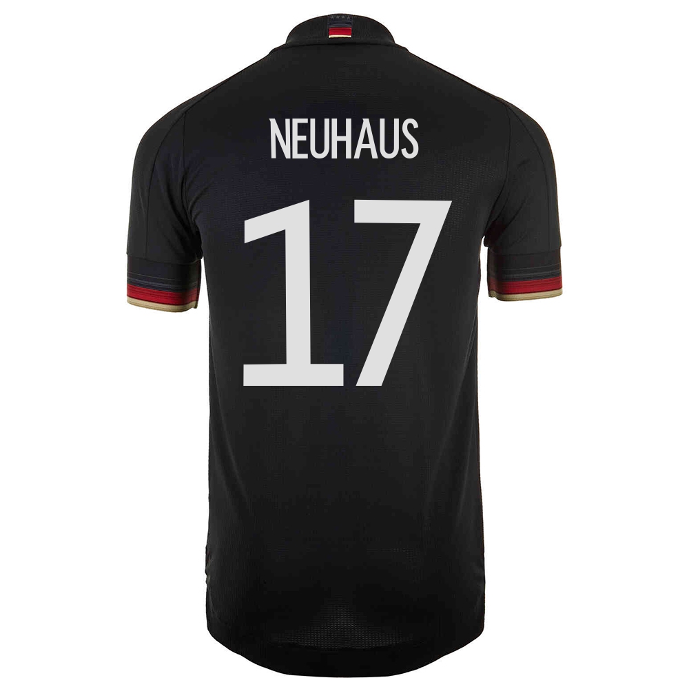 Damen Deutsche Fussballnationalmannschaft Florian Neuhaus #17 Auswärtstrikot Schwarz 2021 Trikot
