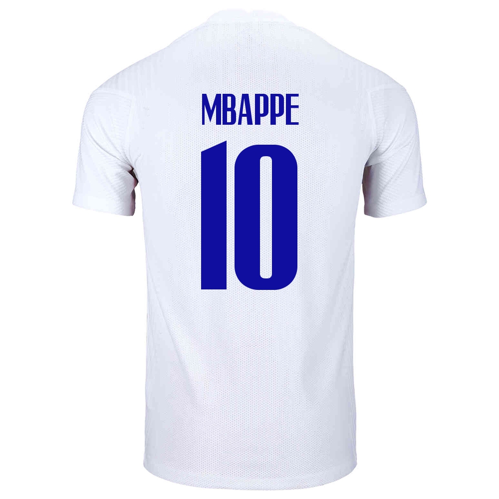 Damen Französische Fussballnationalmannschaft Kylian Mbappe #10 Auswärtstrikot Weiß 2021 Trikot