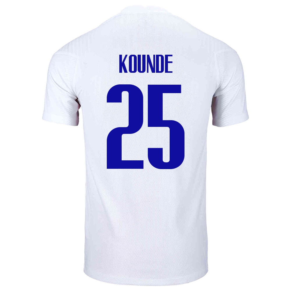 Damen Französische Fussballnationalmannschaft Jules Kounde #25 Auswärtstrikot Weiß 2021 Trikot