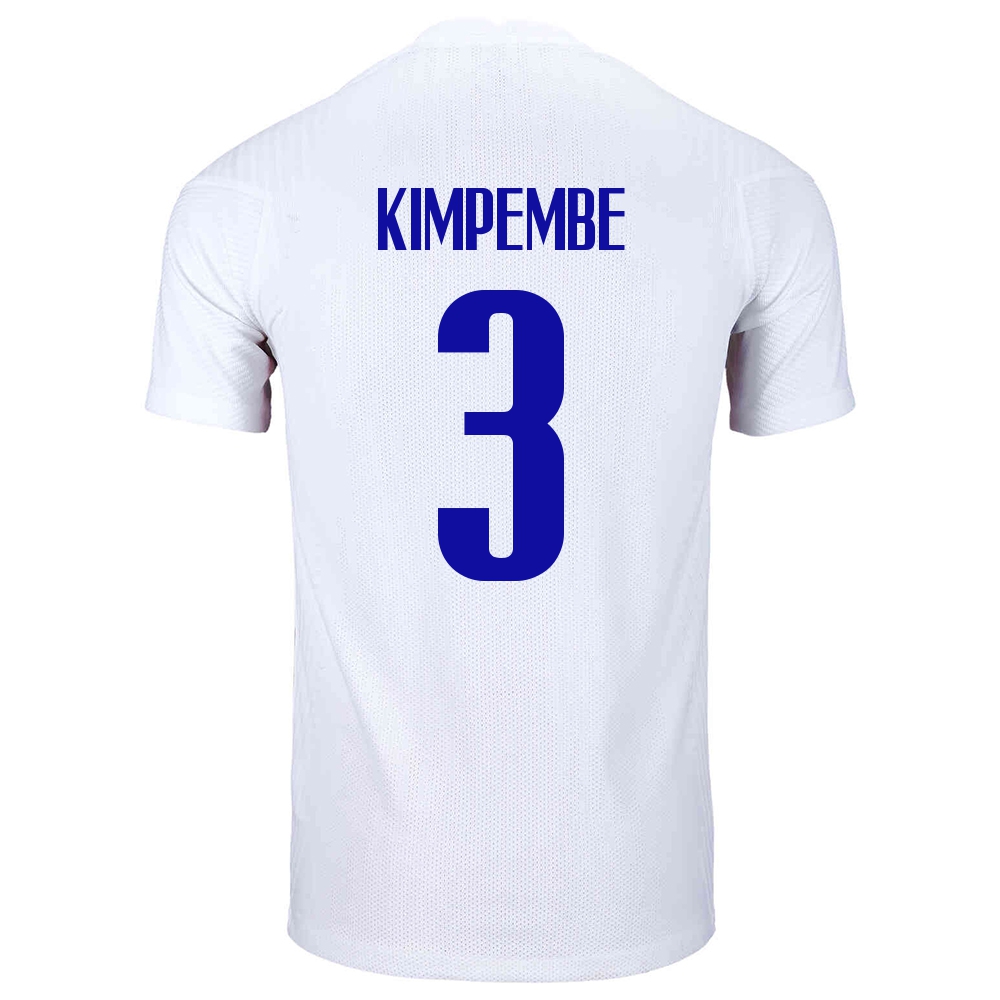 Kinder Französische Fussballnationalmannschaft Presnel Kimpembe #3 Auswärtstrikot Weiß 2021 Trikot