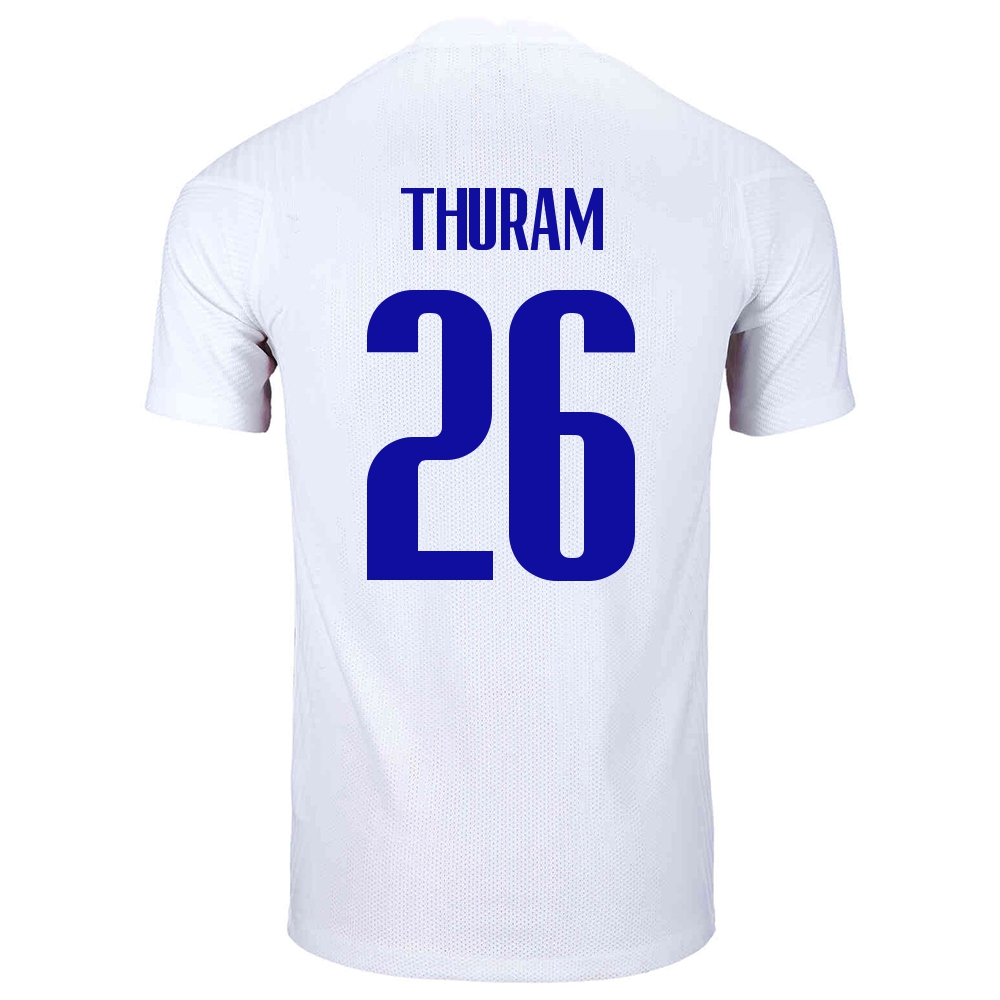 Damen Französische Fussballnationalmannschaft Marcus Thuram #26 Auswärtstrikot Weiß 2021 Trikot