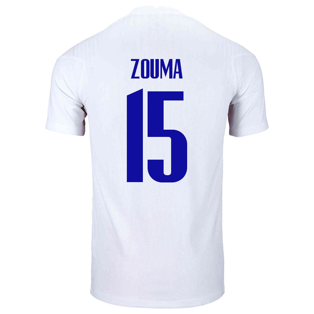 Damen Französische Fussballnationalmannschaft Kurt Zouma #15 Auswärtstrikot Weiß 2021 Trikot
